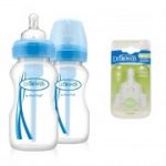 Dr. Browns Wide-Neck Options Baby Bottle 270ml - Blue, 2pk + FREE Y-Cut Silicone Wide-Neck Nipple, 2pk Dr. Browns Wide-Neck Options Baby Bottle 270ml - Blue, 2pk + FREE Y-Cut Silicone Wide-Neck Nipple, 2pk